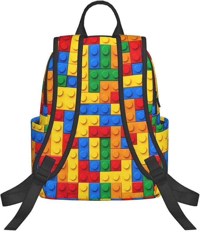 Unisex Colorful building blocks bricks Backpack Durable Laptop Backpack with Adjustable Shoulder Straps Multipurpose Backpacks for Travel Hiking Camping
