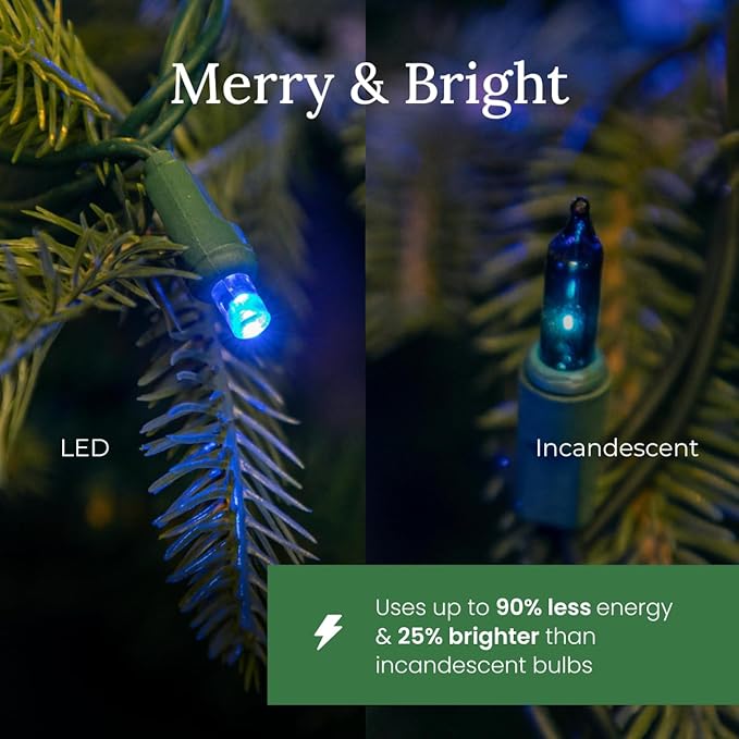Pro Christmas LED Christmas Lights – 70 Count Wide Angle Conical String Lights – Professional Grade Indoor/Outdoor Commercial Holiday Light Set for Trees Bushes &amp Décor – Red White and Blue