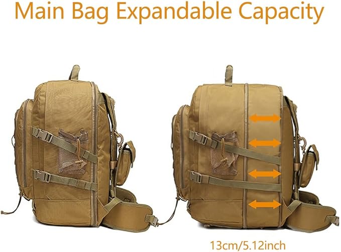 Tactical Backpack Military Army Daypack Assault Pack for Men Molle 3 Day Bag for Hiking Camping Hunting Trekking (Black CP)