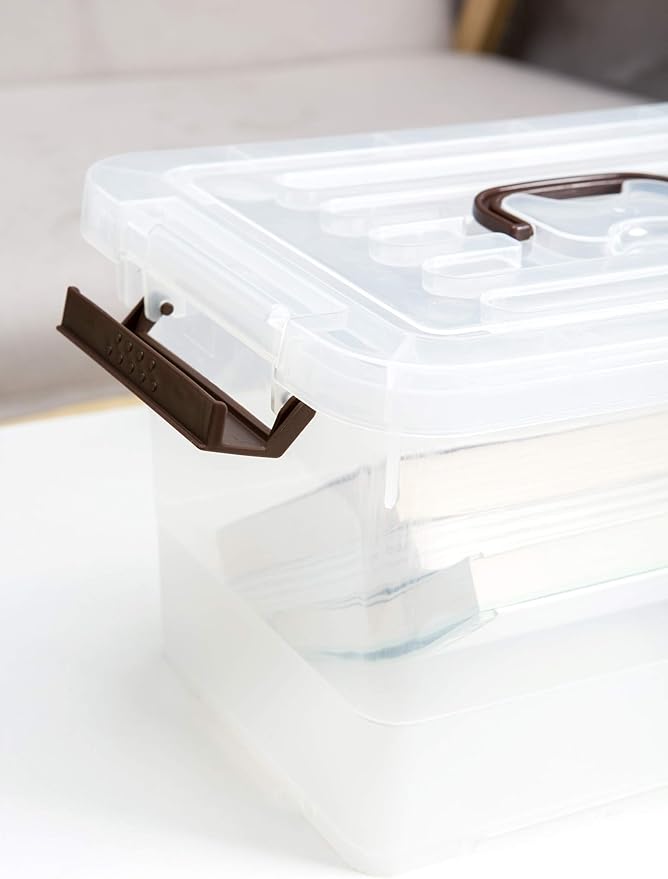 4 Pack-Plastic Storage Bins with Lids and Handle Clear Plastic Latching Box for Storage Stackable Storage Containers for Organizing Multi-Purpose 7 Quart