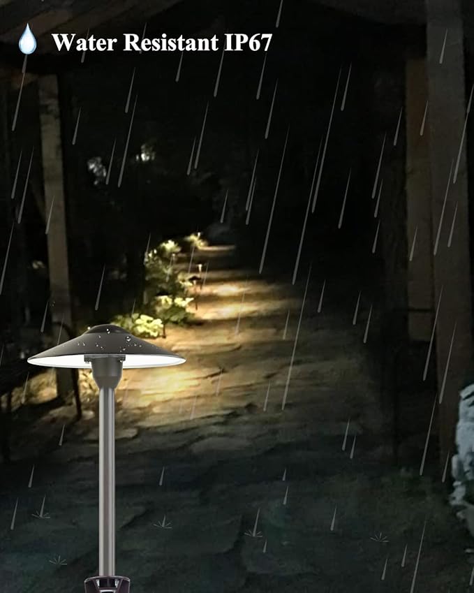 Low Voltage Landscape Path Lights Aluminum Pathway Area Light Replaceable 3W Warm White G4 LED Bulb Extended Pole and Stake Included for Low Voltage Landscape Lighting 2-Pack