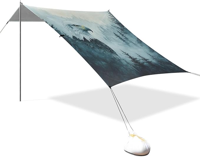 ALAZA Eagles Misty Forest Beach Tent Sun Shelter Portable Canopy Sunshade for Outdoor Camping Picnics Backyard Fun 10x9 ft