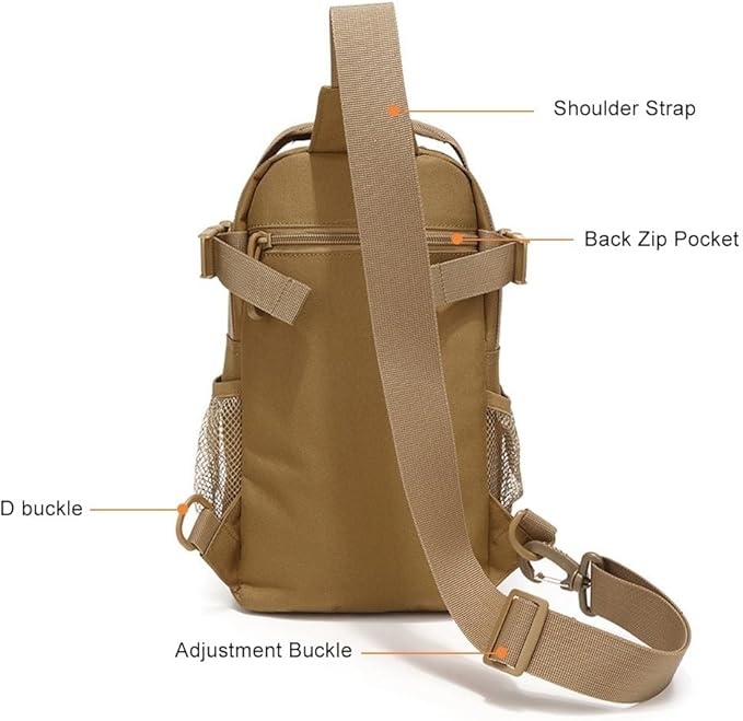 Tactical Sling Bag Adjustable Crossbody Bag Military Chest Bag for Outdoor Cycling Running Fishing Camping Climbing