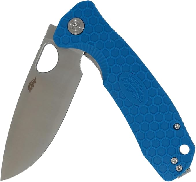 Honey Badger Large Pocket Knife EDC Drop Point Folding Utility Knife 3.6 Steel Blade Reversible Pocket Clip - (3.8oz) Drop Point Large Blue HB1004