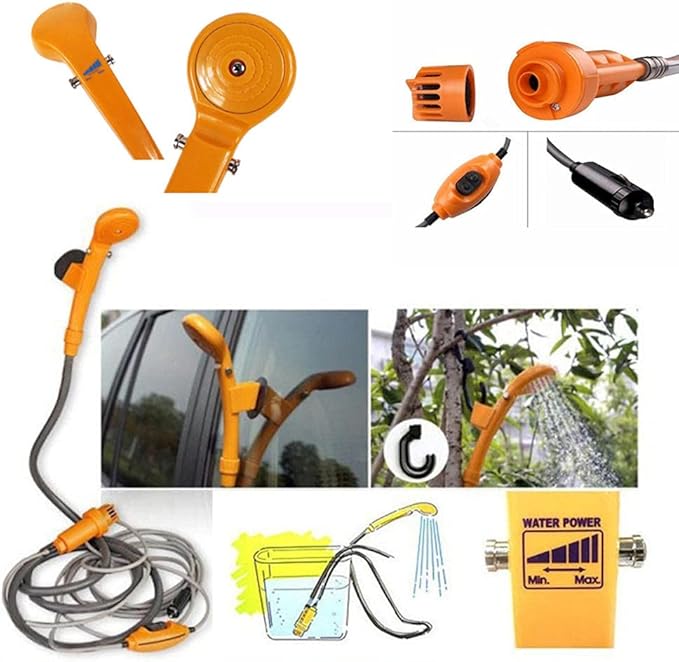 Portable Outdoor Camping Shower Kit Travel Shower Outdoor Portable Shower 1.8m Hose Water Pump for Outdoor Travel Bike Car Washing Pet Cleaning Plants Watering