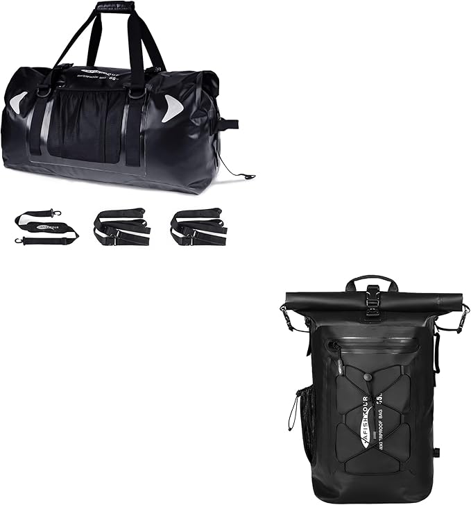 65L Waterproof Duffel Bag and 35L Heavy Duty Waterproof Backpack - Roll-Top Floating Dry Bag Backpack for Kayaking Rafting Boating