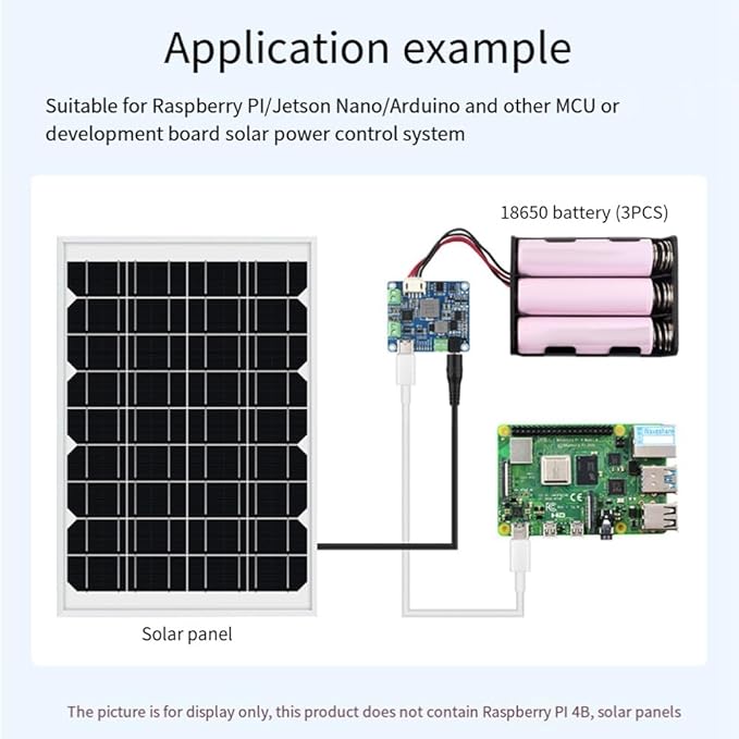 Solar Power Manager Module+3xBattery+Case Supports 6V-24V Solar Panel Blue Type-C 5V/3A Regulated Output Module