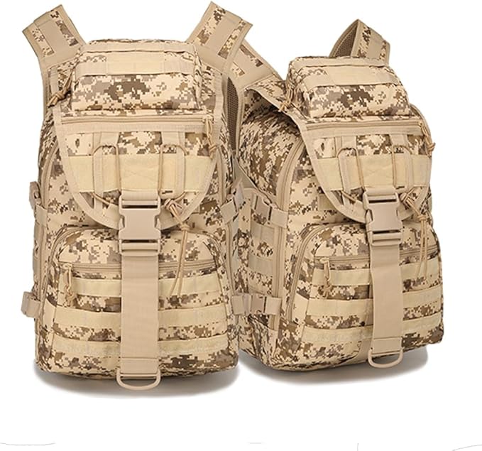 Outdoor Tactical Backpack Military Molle Bag Hiking Daypacks for Camping Trekking Hunting Traveling Motorcycle (Desert Digital)