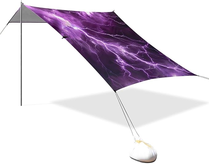 ALAZA Purple Lightning Beach Tent Sun Shelter Portable Canopy Sunshade for Outdoor Camping Picnics Backyard Fun 10x9 ft