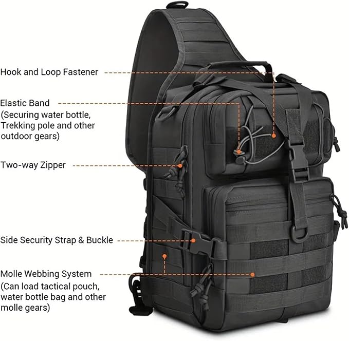 Tactical Sling Backpack Versatile Chest Bag Waterproof EDC Rucksack Bag for Outdoor Hiking Camping(Khaki)