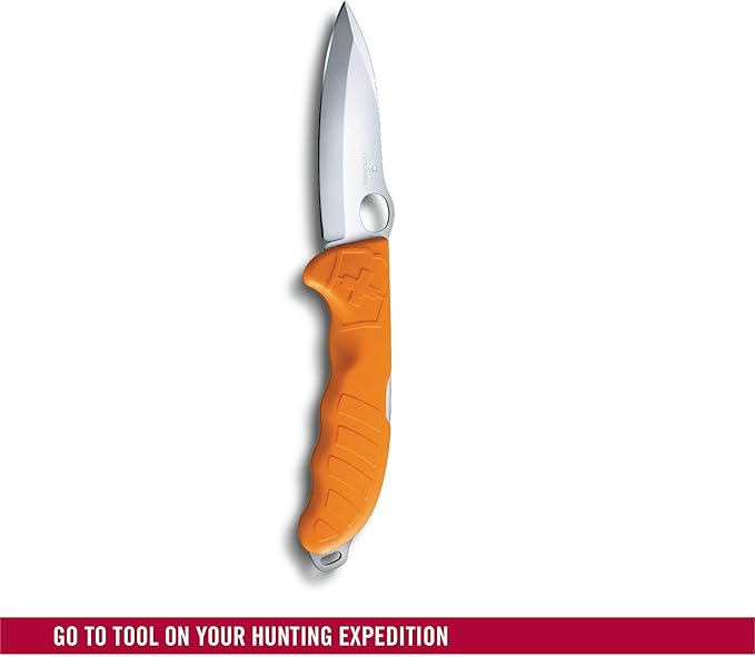 Victorinox Hunter Pro M Large Pocket Knife with Lock Blade and Lanyard Hole (Pouch Included) - Orange