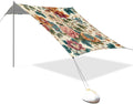 Oriental Floral Print Beach Tent Sun Shelter Set UPF50+ UV Protection 10.5 x 9.19 FT Camping Shade Canopy with Sandbags Sand Anchors Carrying Bag and Others