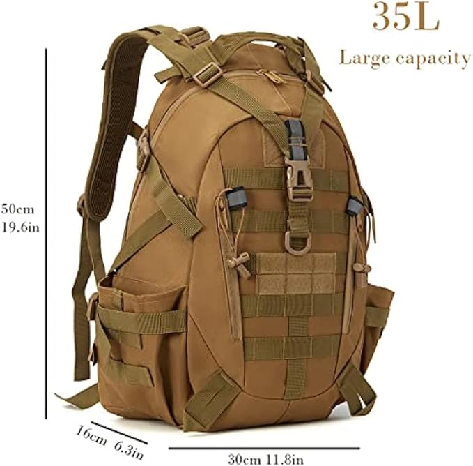 QT&ampQY 35L Military Tactical Backpack Large Army Rucksack Molle Bug Out Bag Assault Pack Outdoor Camping Hunting Laptop Daypack