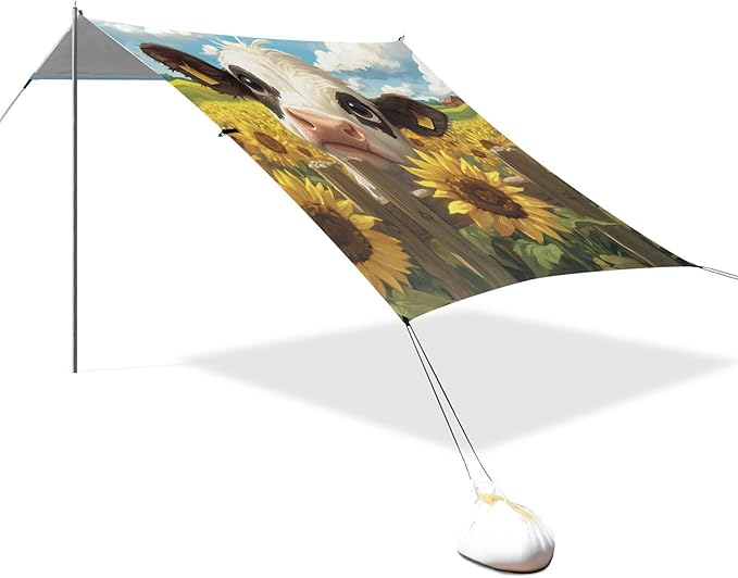 ALAZA Milk Cow Beach Tent Sun Shelter Portable Canopy Sunshade for Outdoor Camping Picnics Backyard Fun 10x9 ft
