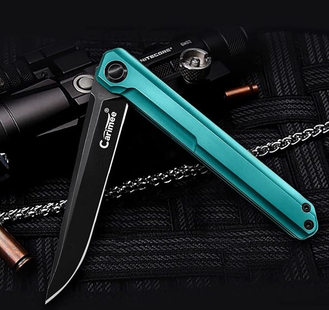 Green-Anodized Titanium Handle Pocket Knife Designed and Made by Noc knives With Water Proof CaseGentleman's Everyday Carry Gift
