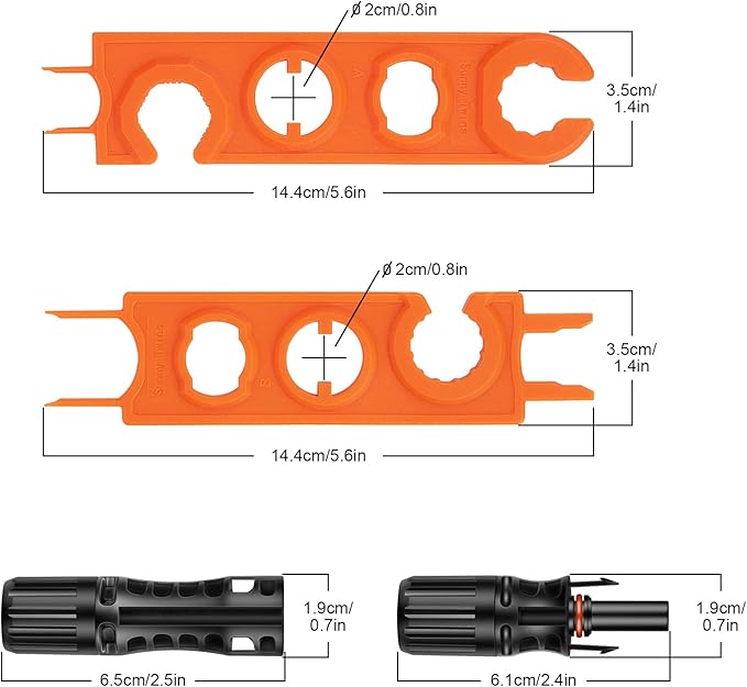 16 PCS 8AWG Solar Connectors with Spanners 8 Pair Solar Panel Connectors Male/Female (8AWG 8 Pairs)