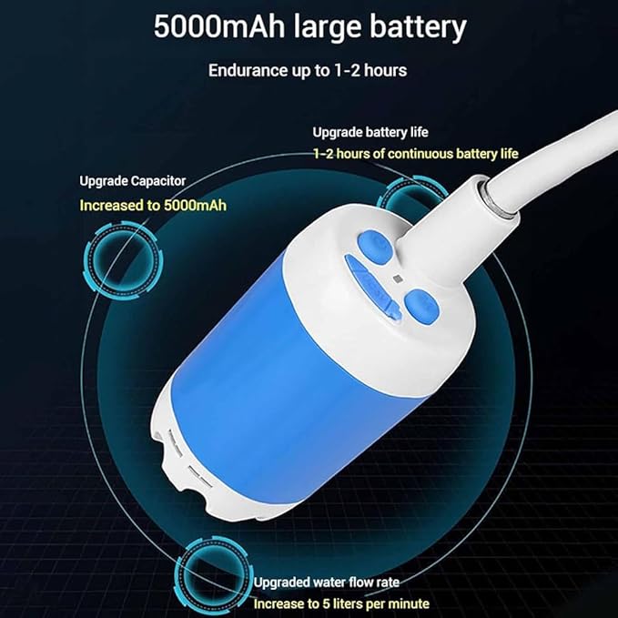 Portable Camping Shower Pump-Rechargeable Outdoor Shower Head SprayerElectric Showerhead with Hose Off Grid Showers System with Heater