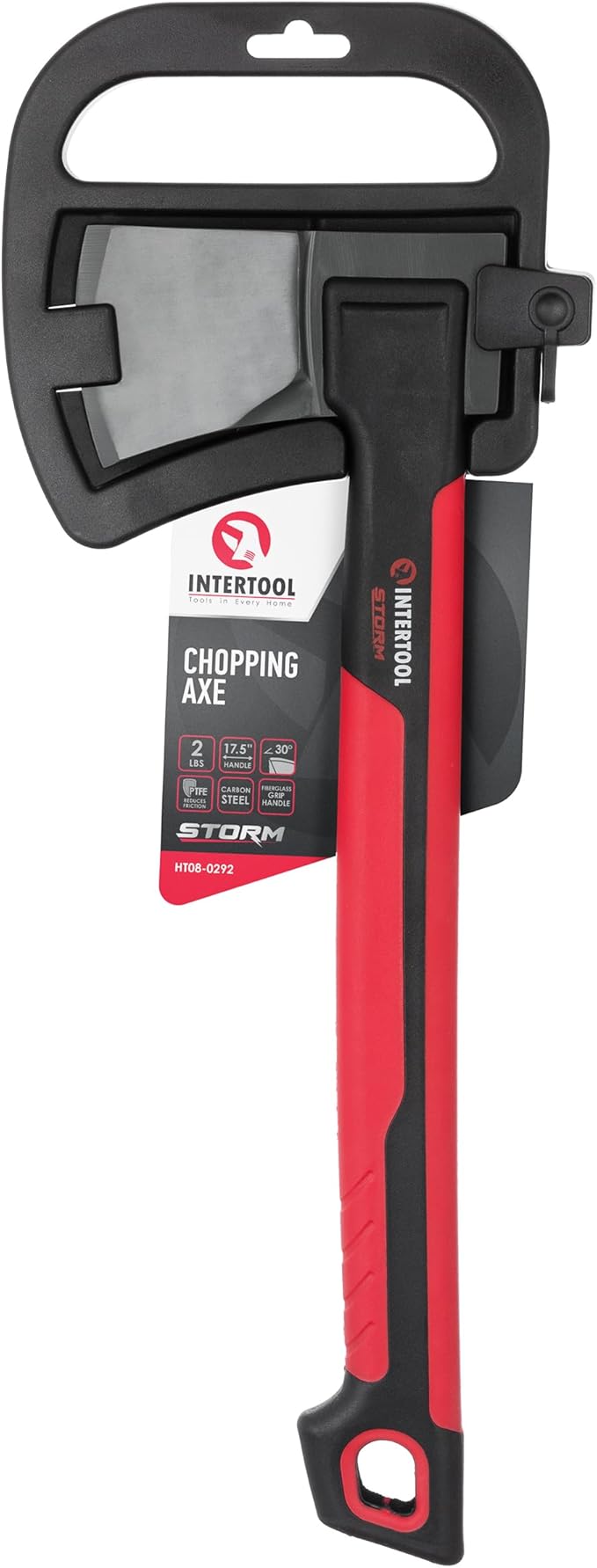 INTERTOOL Long Hatchet Camping Axe for Wood Chopping and Kindling - 18 Ax Tool for Splitting Firewood &amp Outdoor Survival Gardening Hiking with Shock Absorbing Anti-Slip Handle &amp Sheath - HT