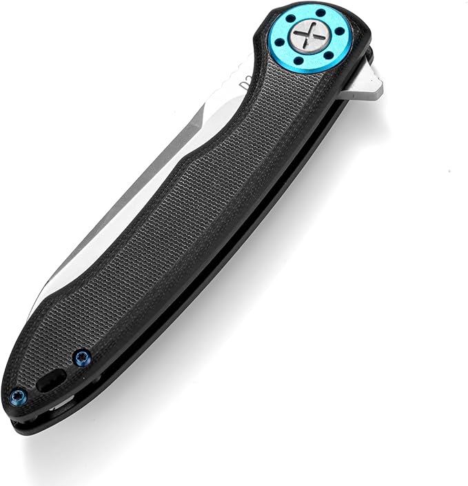 Tactical Folding Knife 7.8in with 3.3 D2 Blade G10 Handle Ambidextrous Silver Camping Survival EDC Pocket Knife with Clip