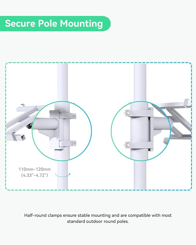 LINOVISION Pole Mount Bracket for Solar Panel 50W to 150W Solid Galvanized Steel Structure and Adjustable Tilt Angle