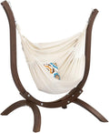 ONCLOUD Hammock Chair with Wooden Stand Curved Hanging Chair Set with Throw Pillow Portable Wooden Hammock Chair for Outdoors 330LBS (Carbonized)