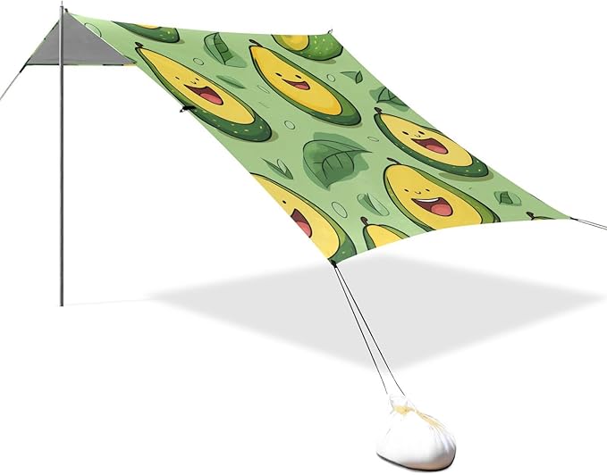 ALAZA Funny Avocado Beach Tent Sun Shelter Portable Canopy Sunshade for Outdoor Camping Picnics Backyard Fun 10x9 ft