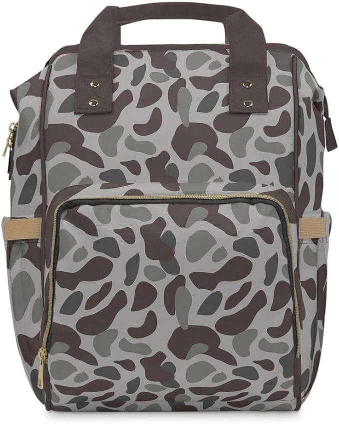Gray Camo Backpack/Camo Diaper bag/Old School Camo Travel Bag/Hunting Bookbag/Country Life Bookbag