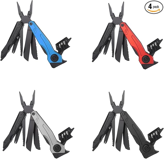 Multi Tool 10-in-1 Full-Size Lightweight EDC Camping Knives &amp Tools Tactical Gear Mens Gifts Ideas Gifts for Hunters Men who have Everything (4-Piece Set）
