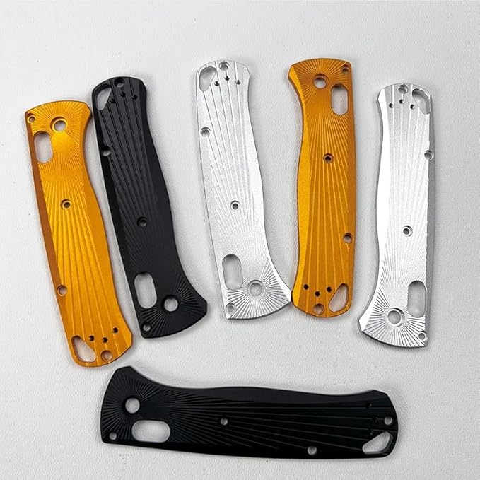 1 Pair Non-slip Aluminum Alloy Scales Fits for Bugout 535 Custom CNC Blank Handle Patch Replacement in Gold