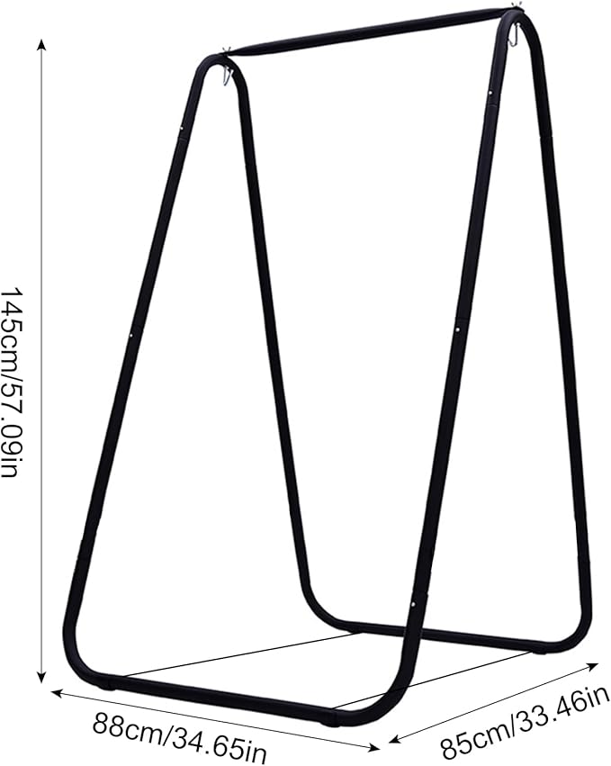 Hammock Chair Stand A-Shaped Heavy Duty Steel Swing Stand for Indoor Outdoor Use 330lbs Capacity Rust-Resistant Metal Frame with Non-Slip Base for Patio Garden Yard (Hammock Not Included)