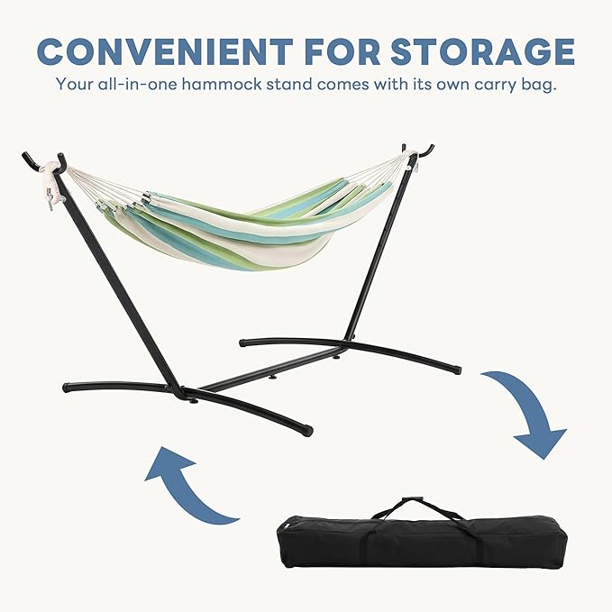 DUMOS Hammock Stand Only Heavy Duty Hammock Stands for Double 2 Person Portable Steel Stand for Outside Garden Backyard Patio Pool Beach with Carrying Case