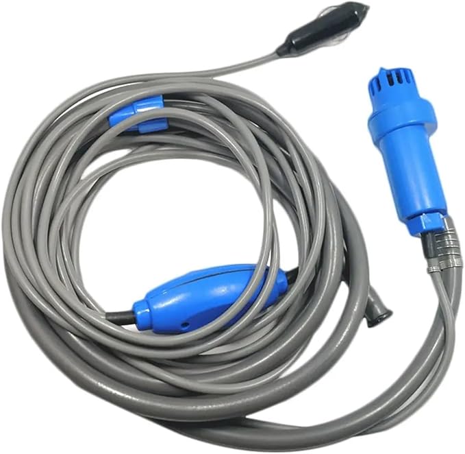 12V Portable Shower for Camping Outdoor Shower Set with Electric Water Pump 5m Cable Pet Washing Travel &amp Car Use(B)