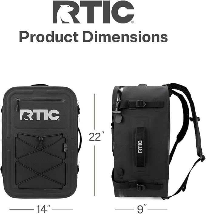 RTIC Ultra Dry Duffle Pack Waterproof Outdoor Backpack Floating Bags for Hiking Travel Camping Boating Backpacking 60L Black &amp Graphite
