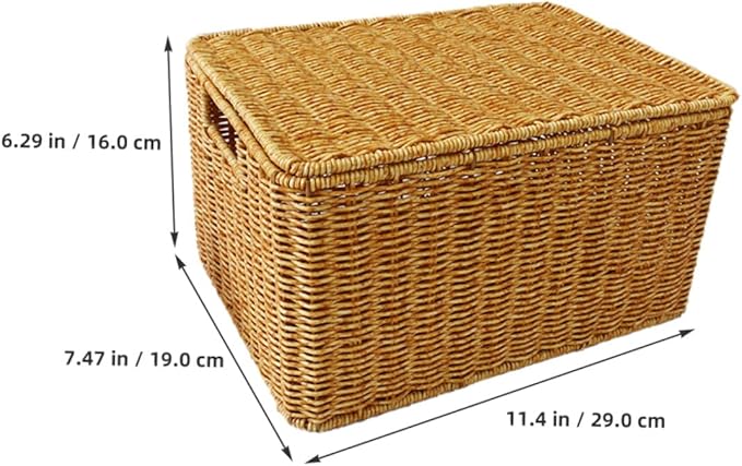 Capacity Woven Storage Basket with Lid Imitation Rattan Sundry Container for Bedroom Wardrobe and Living Organization Stylish and Functional Household Storage Holder