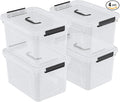 4 Packs Plastic Storage Box with Handle 10 L Clear Lidded Organizer Bin