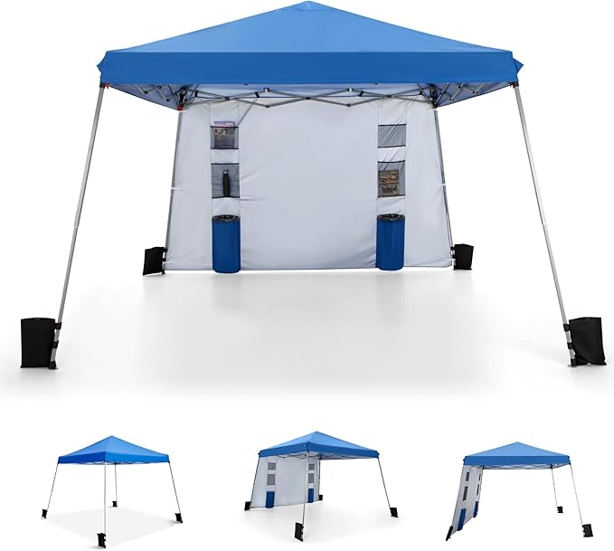 MFSTUDIO 12x12 Pop up Canopy Tent Gazebo Shelter Sun Shade Canopies Patio Portable Popup Tents Easy Setup Waterproof with 9x9ft Top 1 Sidewall for BeachPartiesPicnics