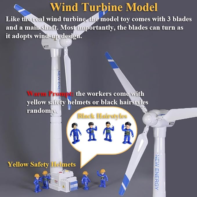Wind Turbine Model 21.65 Inch Large Size Generator Windmill Toy Science Kit STEM Experiment With Wind-up Rotatable Blades