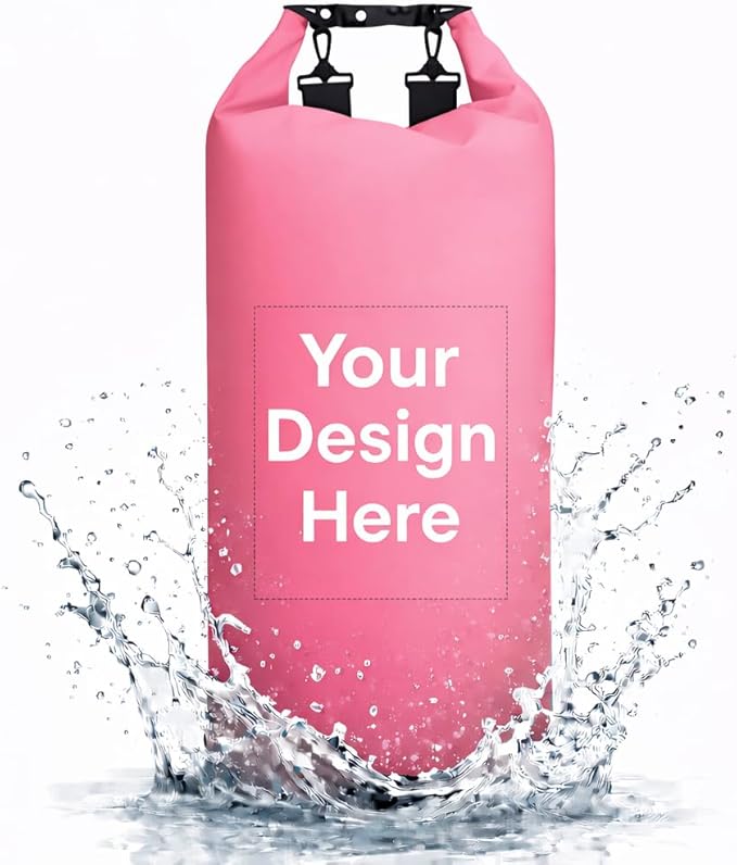 Custom Waterproof Dry Bag 40L–100L Personalized Logo/Text Roll Top Dry Sack for Kayak Boat (Rose Red)