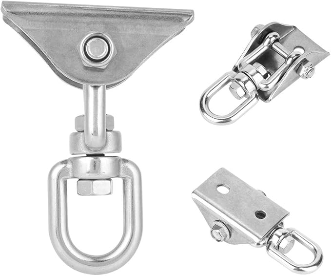 Hammock Hanging Kit 450 kg Capacity Heavy Duty 360¡ã Stainless Steel Rotatable Hammock Swing Hanger Hooks Fixed Plate Hanging Chair Kit Accessory for Hammock Stand Yoga Swing Chair Indoor Outdoor