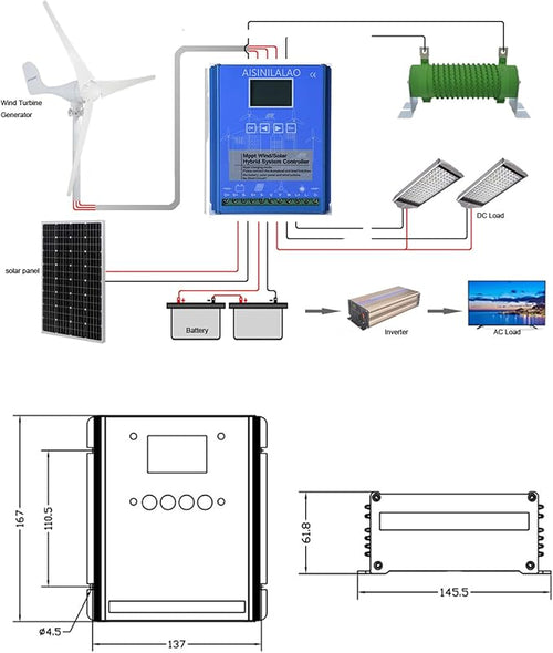 10000W Renewable Energy Controller Universal for Off Grid Wind Solar Hybrid Systems Hybrid Charge Controller48V-10000W