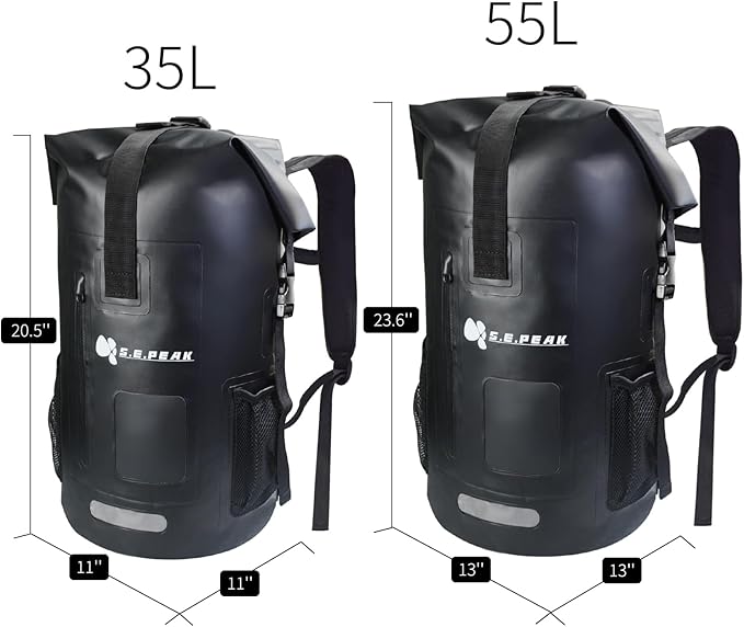 Waterproof Dry Bag Backpack IPX6 Roll-Top Closure Bag Boating &amp Kayak Accessories - Essentials for Camping Swimming Beach Fishing Rafting Travel Black