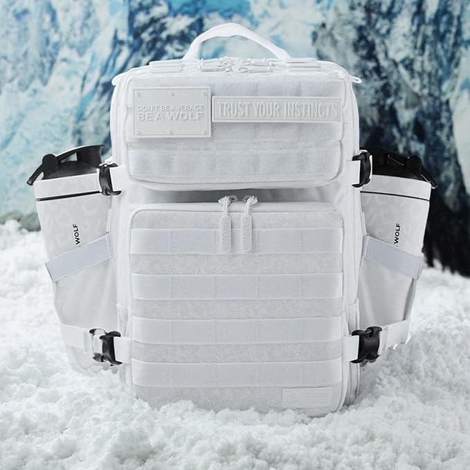 WOLFpak 35L Athletic Gym Backpack (Snow Leopard) Durable 1000D Waterproof Oxford Material with MOLLE Webbing Laptop Pocket &amp Dual Cup Holders Durable Fitness/Travel/Military Daypack