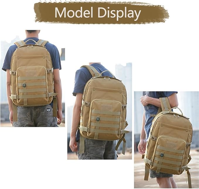 41L Military Tactical Backpack For Men Camping Hiking Trekking Daypack Rucksack Bag MOLLE 3 Day Assault Pack (Black)