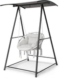 ONCLOUD Hammock Chair with Stand Comfy Hanging Chair with Cusion Swing Stand with Canopy for Outside Heavy Duty 660LBS Hammock Chair Set for Yard Patio (Full Set)