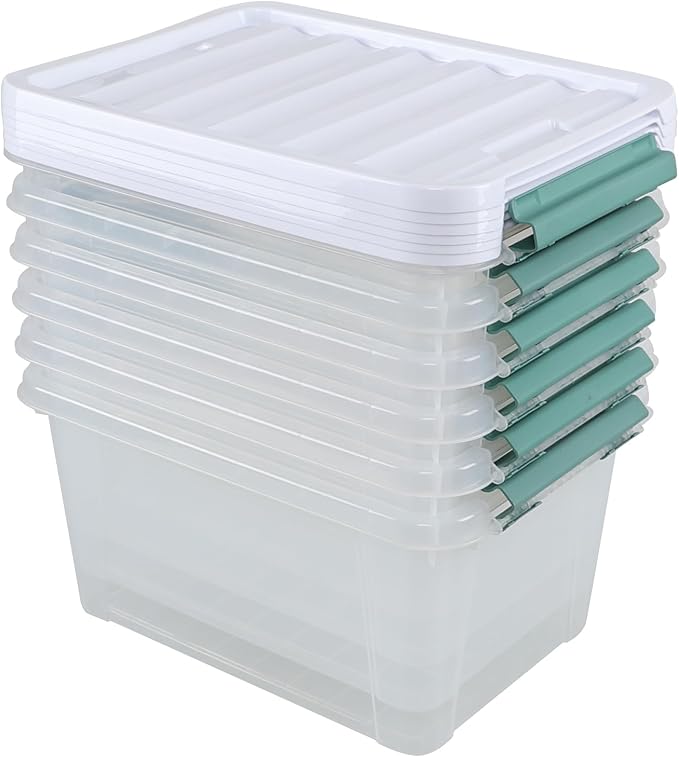20 Quart Clear Stackable Storage Box 6-Pack Plastic Storage Container with Latching Lid