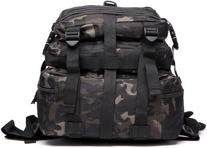 50L Sturdy Nylon Waterproof Fishing Hunting Backpack Outdoor Military Rucksacks Tactical Sports Camping Hiking (Camo black)