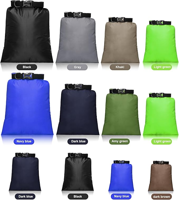 Shappy 6/12 Pcs Waterproof Dry Bags Lightweight Outdoor Waterproof Dry Stuff Sacks 15/8/5/4/3/2 L and Long Adjustable Shoulder Strap for Kayaking Rafting Boating Hiking Camping