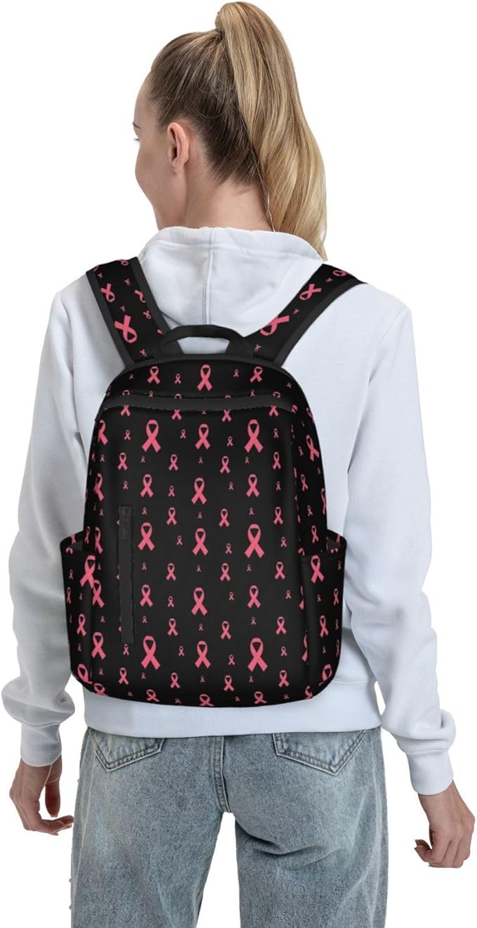 Travel Laptop Backpack Business Breast cancer awareness ribbons black College Computer Bag Gift for Men &amp Women
