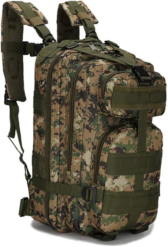 Outdoor Sports Pack Hiking Bag Tactical Rucksack Camo Knapsack Combat Camouflage Tactical Molle 25L 3P Backpack - DW