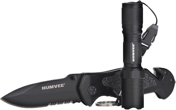 Humvee HMV-KC-ER1 Black Emergency Rescue Knife &amp Light Combo